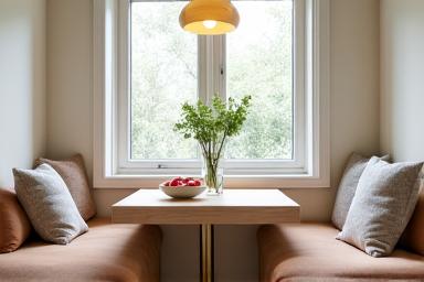 Compact dining bench set suitable for a kitchen nook